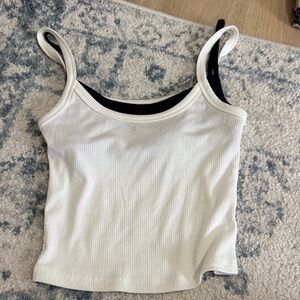 Edikted White and Black Ribbed Crop Top